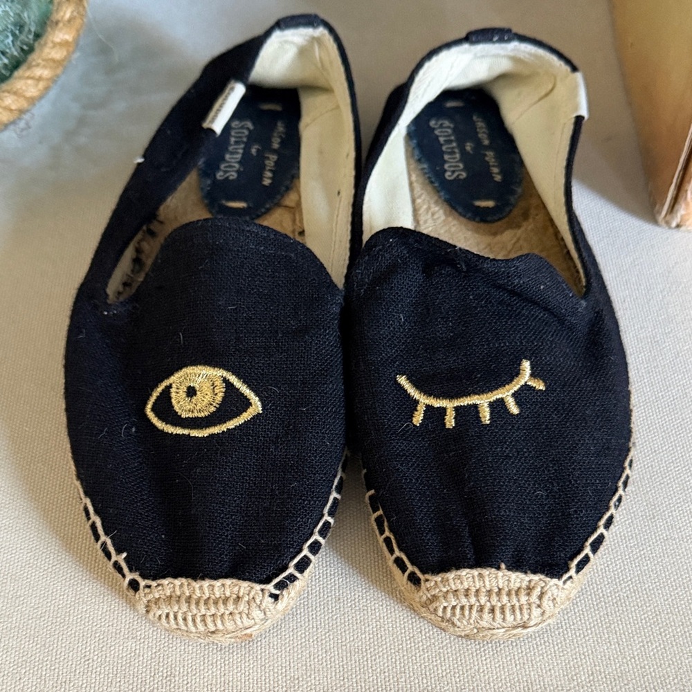 Soludos Black Espadrilles with Eye Design